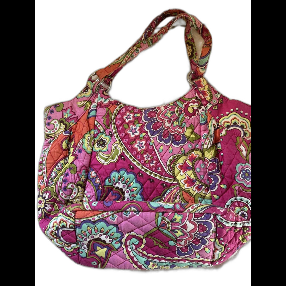 Vera Bradley Limited Edition Breast Cancer Pink Swirls Crescent Handbag Tote